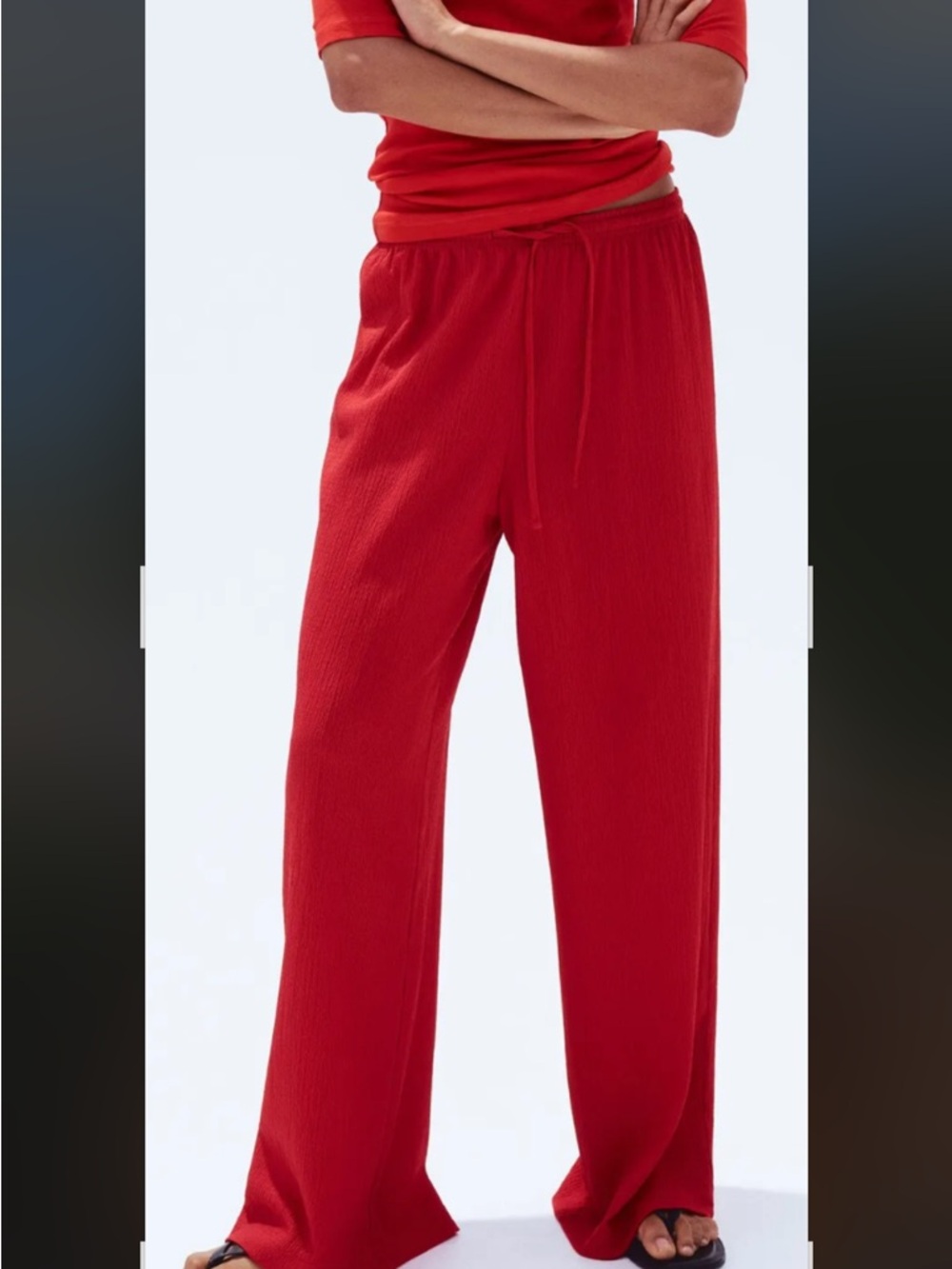 H & M Wide Leg Red Pants